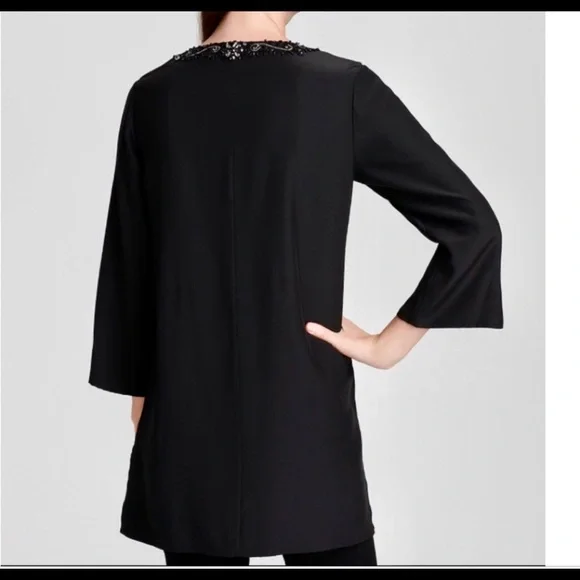 LAFAYETTE 148 Elegant black silk “Athena” bejeweled tunic NWT sz 12 - 14 LOVELY! - Picture 3 of 16
